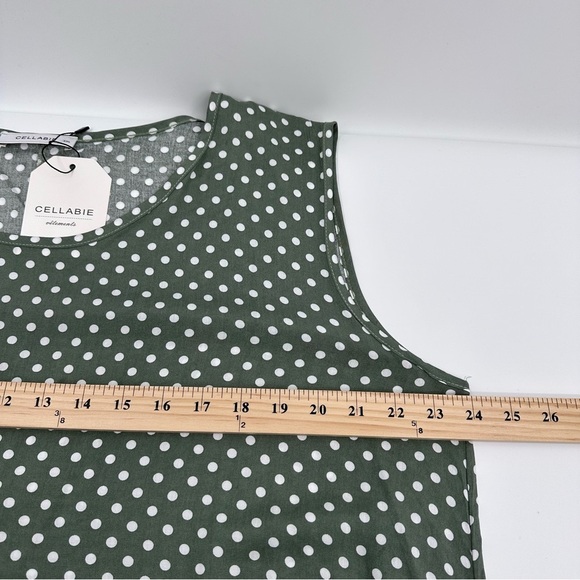 Cellabie Dress Women 3XL NEW Green Polka Dot Sleeveless Rayon Pockets Round Neck - Picture 9 of 10